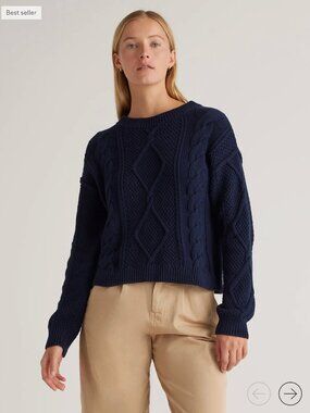 100% Organic Cotton Cropped Cable Crew Sweater